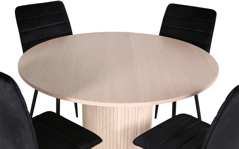 Venture Design Valgomojo stalas, Bianca, ⌀110 cm, Balta / Valgomasis kėdė, Windu Lyx, 49x94x43 cm, Juoda