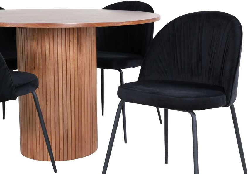 Venture Design Valgomojo stalas, Bianca, ⌀110 cm, Balta, Valgomasis kėdė, Raukšlės, 50x79.5x49 cm, Juoda