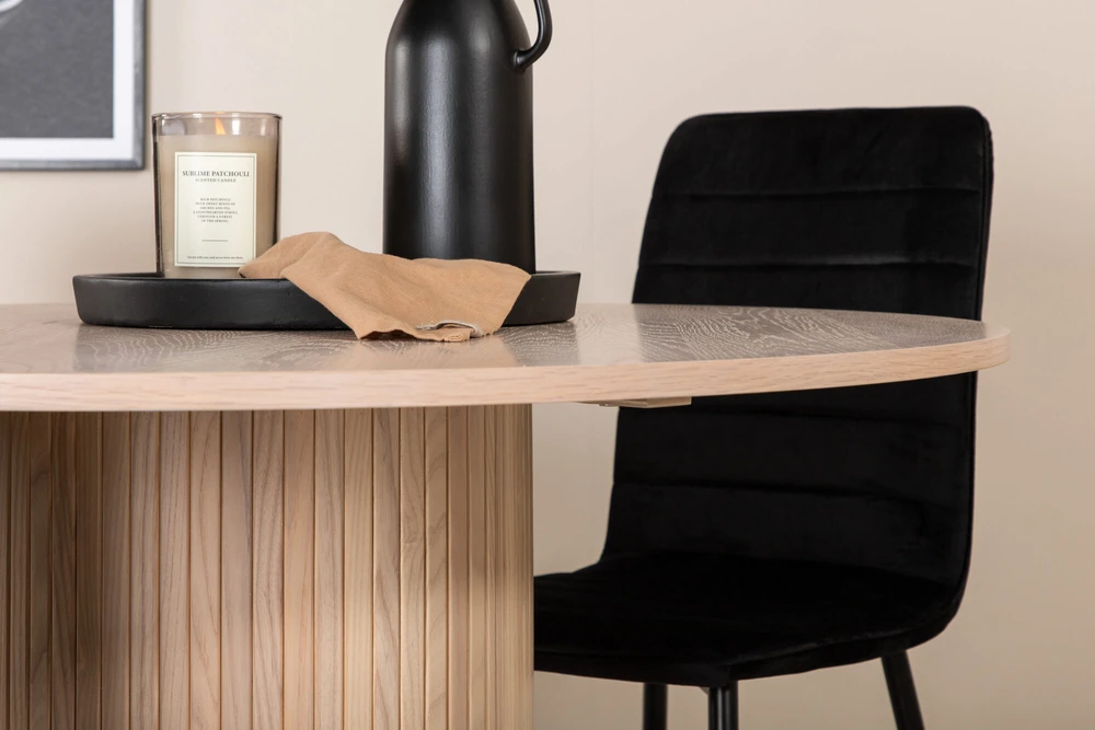 Venture Design Valgomojo stalas, Bianca, ⌀110 cm, Balta / Valgomasis kėdė, Windu Lyx, 49x94x43 cm, Juoda