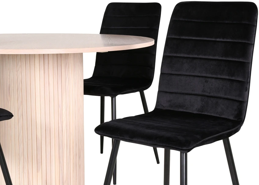 Venture Design Valgomojo stalas, Bianca, ⌀110 cm, Balta / Valgomasis kėdė, Windu Lyx, 49x94x43 cm, Juoda