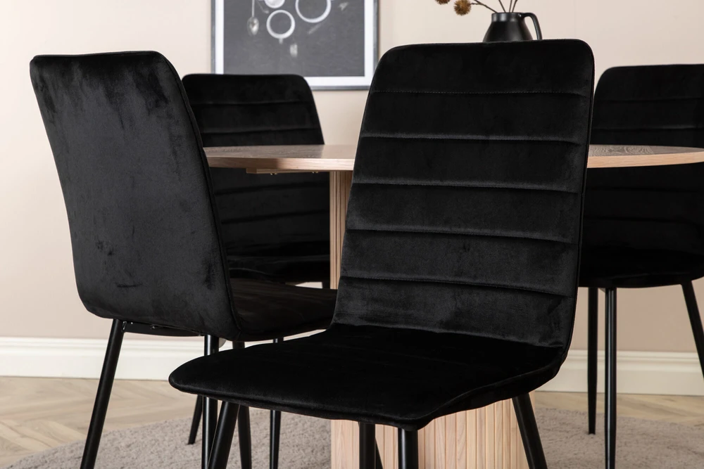 Venture Design Valgomojo stalas, Bianca, ⌀110 cm, Balta / Valgomasis kėdė, Windu Lyx, 49x94x43 cm, Juoda