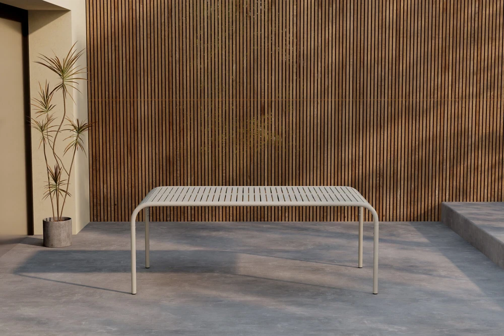 Venture Design Valgomojo stalas Borneo 100x200 cm Smėlio spalvos Aliuminis