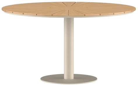 Venture Design Valgomojo stalas, Croft apvalus, 120 cm, smėlio spalvos, aliuminis, tikmedis