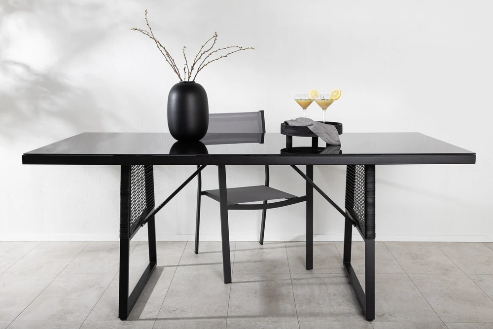 Venture Design Valgomojo stalas, Dallas, 77x193x90 cm, Juodas