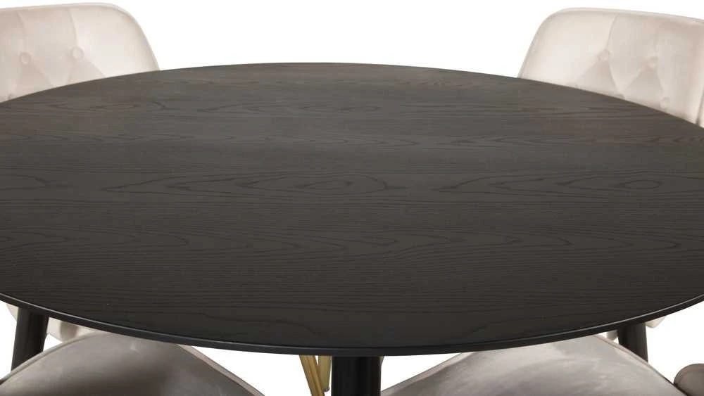 Venture Design Valgomojo stalas, Dipp, 115 cm, Juodas / Valgomasis kėdė, Velvet Deluxe, 66x88.5x50 cm, Beždžiovyšė