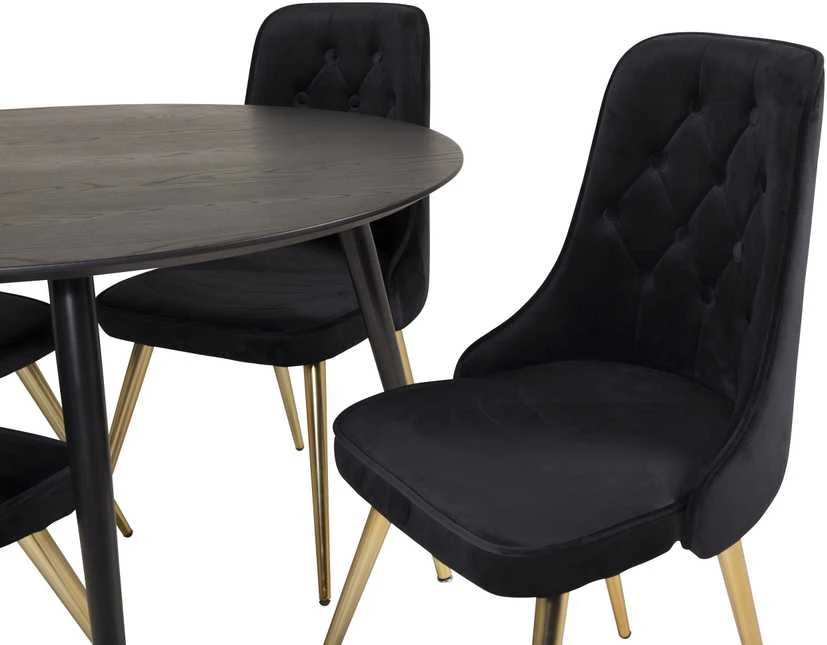 Venture Design Valgomojo stalas, Dipp, 115 cm, Juodas, Velnio prabanga kėdė, 66x88.5x50 cm, Juoda