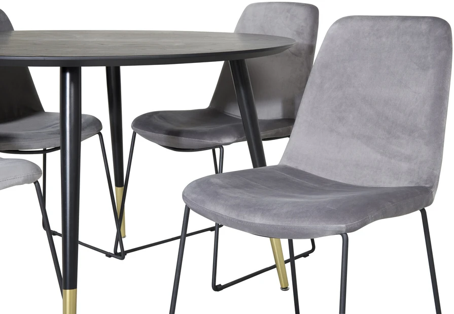 Venture Design Valgomojo stalas, Dipp, 115 cm, Juodas, Valgomasis kėdė, Muce, 63x84x43 cm, Pilka