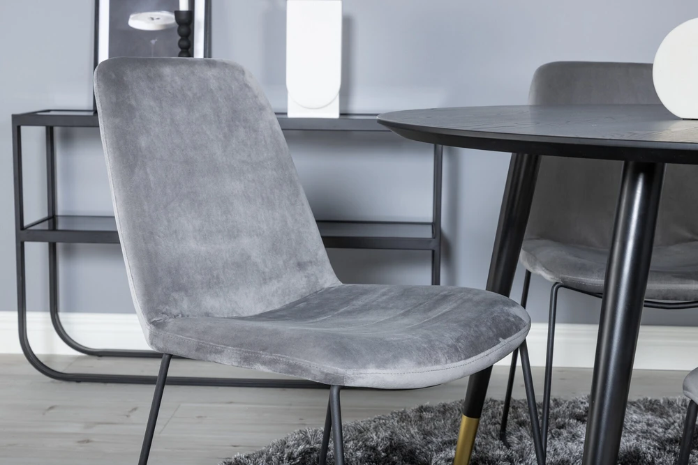 Venture Design Valgomojo stalas, Dipp, 115 cm, Juodas, Valgomasis kėdė, Muce, 63x84x43 cm, Pilka