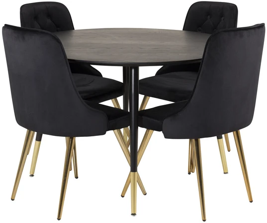 Venture Design Valgomojo stalas, Dipp, 115 cm, Juodas, Velnio prabanga kėdė, 66x88.5x50 cm, Juoda