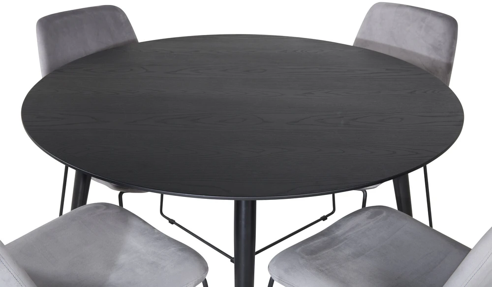 Venture Design Valgomojo stalas, Dipp, 115 cm, Juodas, Valgomasis kėdė, Muce, 63x84x43 cm, Pilka