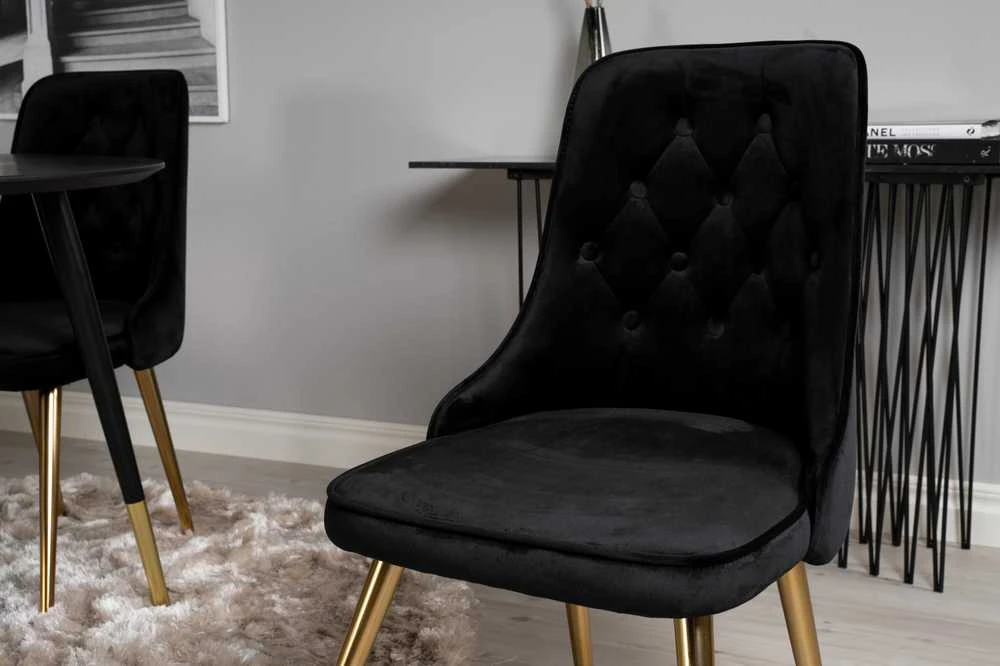 Venture Design Valgomojo stalas, Dipp, 115 cm, Juodas, Velnio prabanga kėdė, 66x88.5x50 cm, Juoda