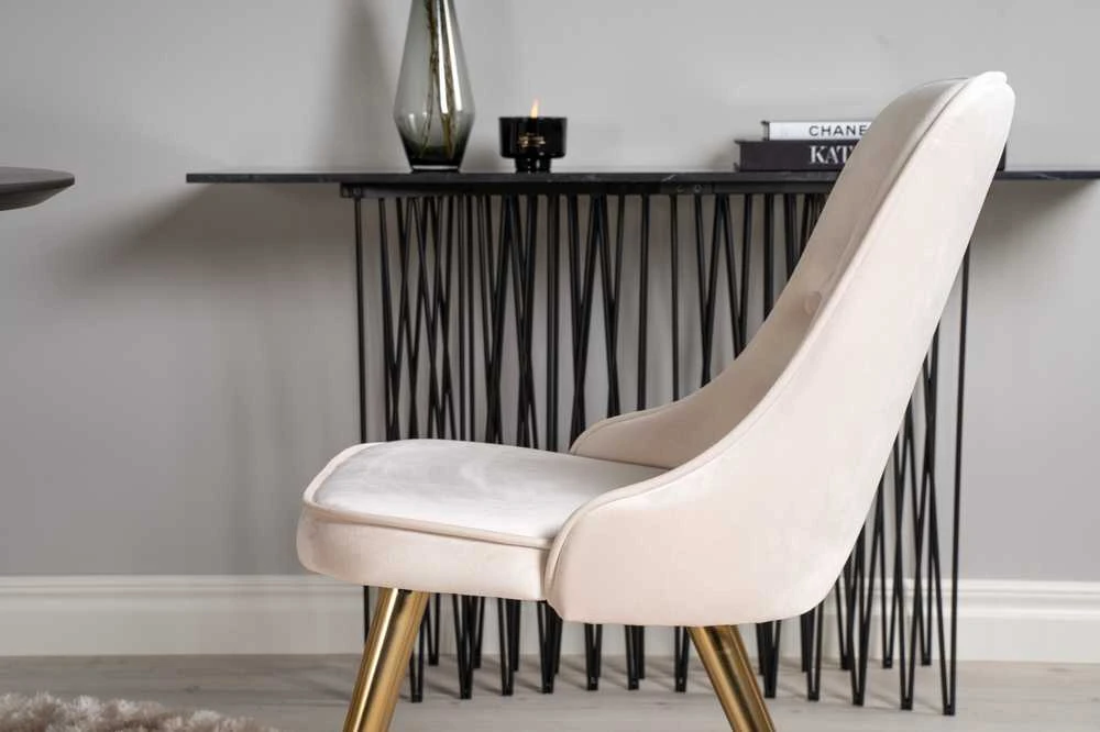 Venture Design Valgomojo stalas, Dipp, 115 cm, Juodas / Valgomasis kėdė, Velvet Deluxe, 66x88.5x50 cm, Beždžiovyšė