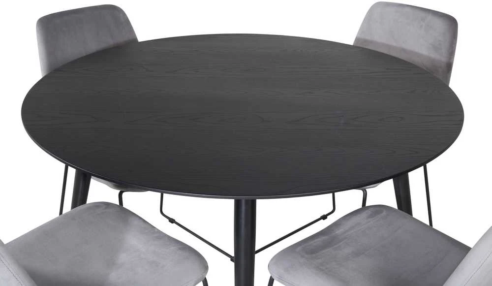 Venture Design Valgomojo stalas, Dipp, 115 cm, Juodas, Valgomasis kėdė, Muce, 63x84x43 cm, Pilka