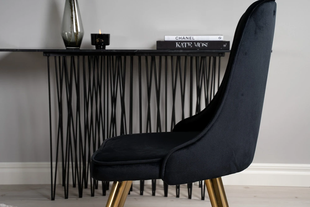Venture Design Valgomojo stalas, Dipp, 115 cm, Juodas, Velnio prabanga kėdė, 66x88.5x50 cm, Juoda