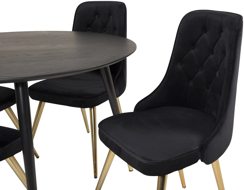 Venture Design Valgomojo stalas, Dipp, 115 cm, Juodas, Velnio prabanga kėdė, 66x88.5x50 cm, Juoda
