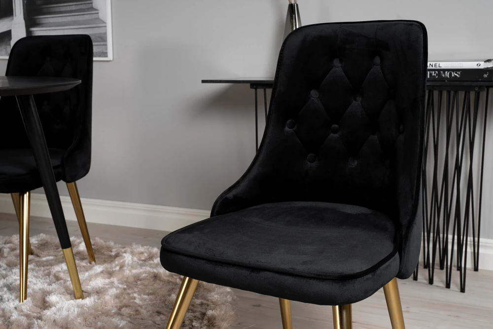 Venture Design Valgomojo stalas, Dipp, 115 cm, Juodas, Velnio prabanga kėdė, 66x88.5x50 cm, Juoda