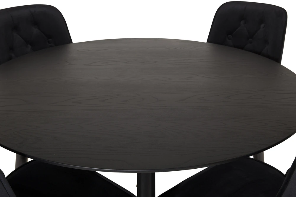 Venture Design Valgomojo stalas, Dipp, 115 cm, Juodas, Velnio prabanga kėdė, 66x88.5x50 cm, Juoda