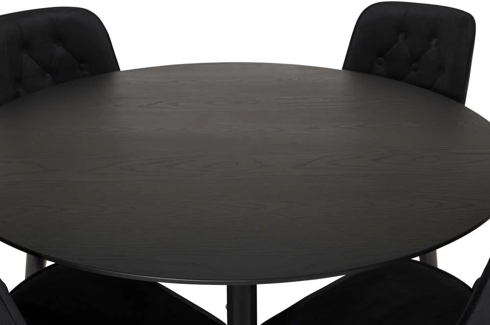 Venture Design Valgomojo stalas, Dipp, 115 cm, Juodas, Velnio prabanga kėdė, 66x88.5x50 cm, Juoda
