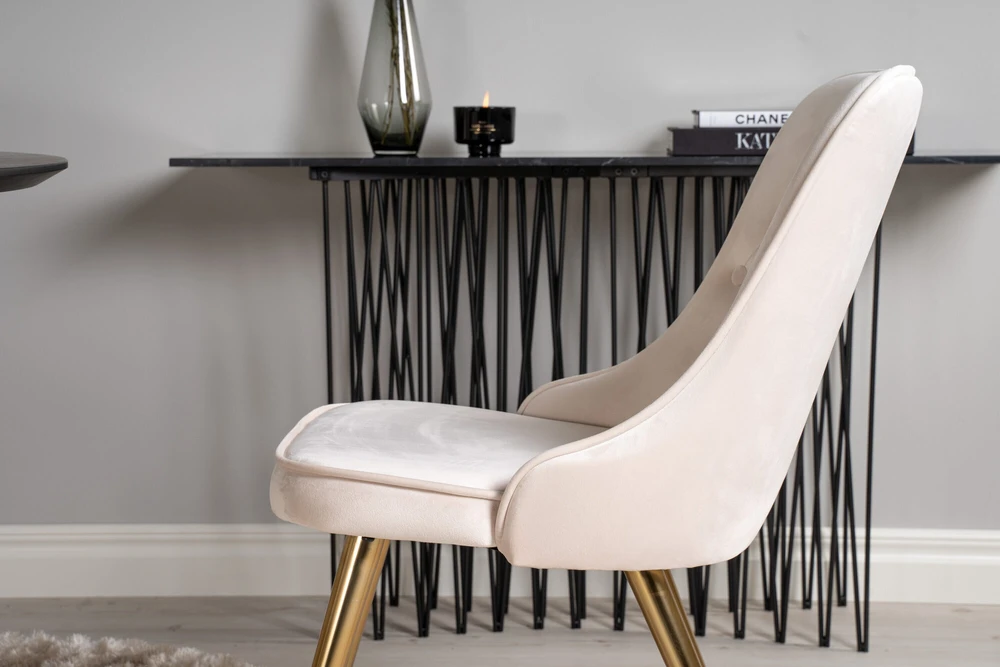 Venture Design Valgomojo stalas, Dipp, 115 cm, Juodas / Valgomasis kėdė, Velvet Deluxe, 66x88.5x50 cm, Beždžiovyšė