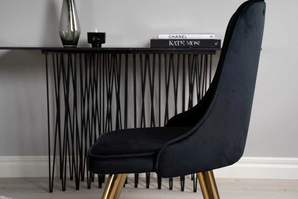 Venture Design Valgomojo stalas, Dipp, 115 cm, Juodas, Velnio prabanga kėdė, 66x88.5x50 cm, Juoda