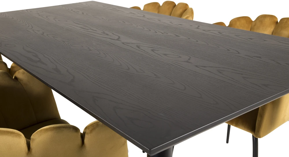 Venture Design Valgomojo stalas, Dipp, 180x90 cm, Juodas, Kėdė, Limhamn, Aukso