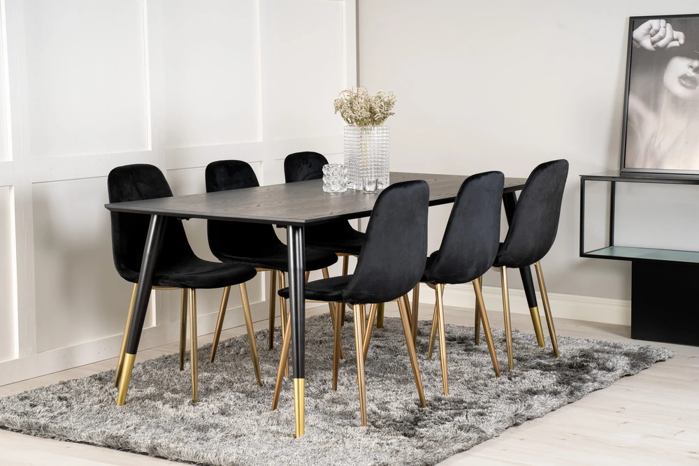 Venture Design Valgomojo stalas, Dipp, 180x90 cm, Juodas