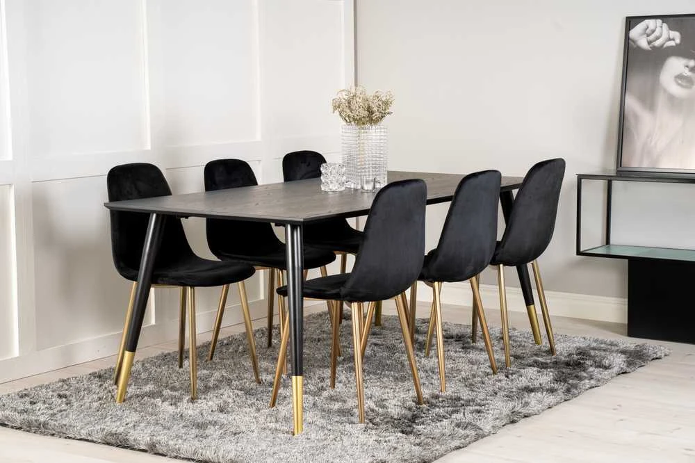 Venture Design Valgomojo stalas, Dipp, 180x90 cm, Juodas