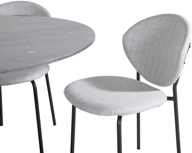 Venture Design Valgomojo stalas, Estelle, ø106x75 cm, Juodas / Valgomasis kėdė, Vault, 61.5x80x46 cm, Pilka