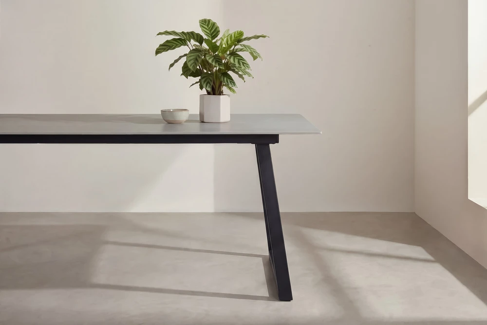 Venture Design Valgomojo stalas Estelle 200x90 cm, juodas/tamsiai pilkas