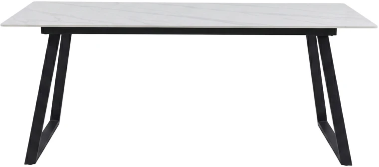Venture Design Valgomojo stalas Estelle 200x90 cm, juodas/baltas marmuro imitacijos paviršius