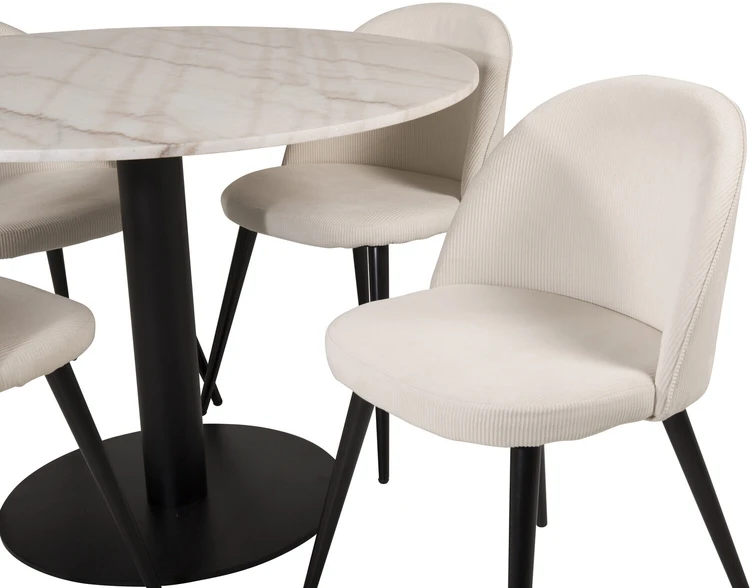 Venture Design Valgomojo stalas, Estelle, ø106xK75 cm, Juoda / Baltas marmuras