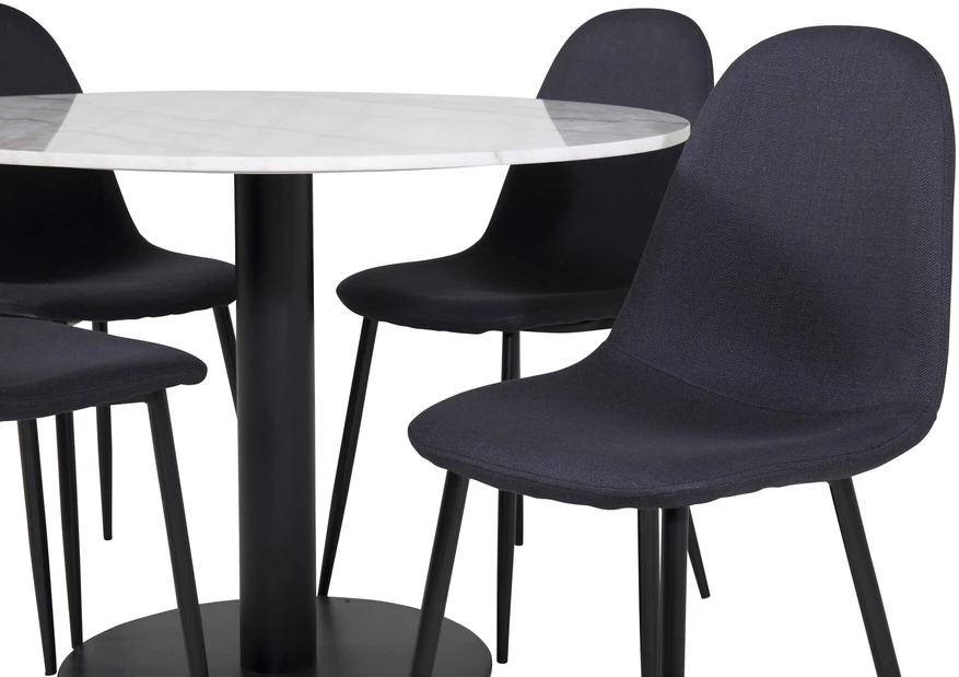 Venture Design Valgomojo stalas, Estelle, 106 cm, Balta, Valgomasis kėdė, Polar, 53x87x44 cm, Juoda