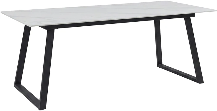 Venture Design Valgomojo stalas Estelle 200x90 cm, juodas/baltas marmuro imitacijos paviršius