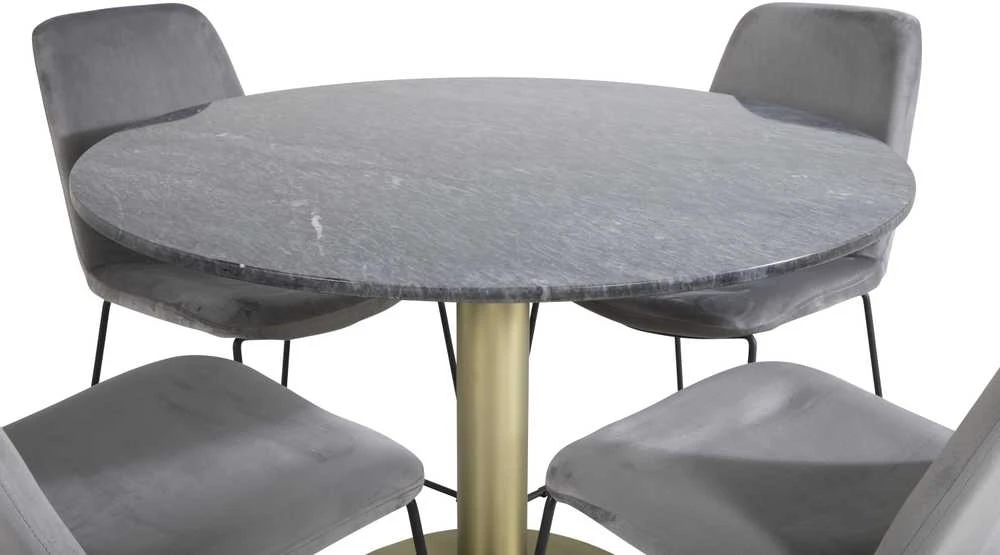 Venture Design Valgomojo stalas, Estelle, ø106x75 cm, Juodas / Valgomasis kėdė, Muce, 63x84x43 cm, Pilka
