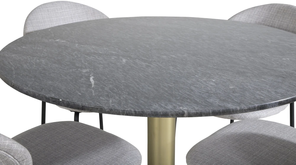 Venture Design Valgomojo stalas, Estelle, ø106x75 cm, Juodas / Valgomasis kėdė, Vault, 61.5x80x46 cm, Pilka