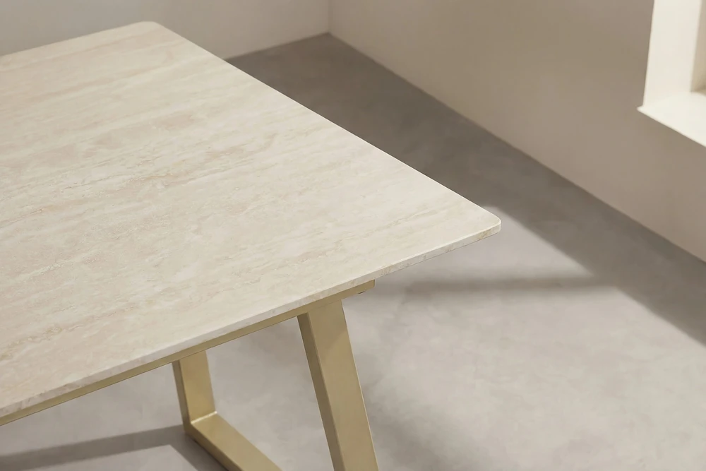 Venture Design Valgomojo stalas Estelle 200x90 cm, smėlio/beige marmuro imitacijos