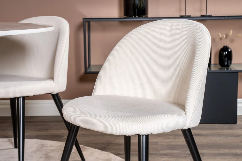 Venture Design Valgomojo stalas, Estelle, ø106xK75 cm, Juoda / Baltas marmuras