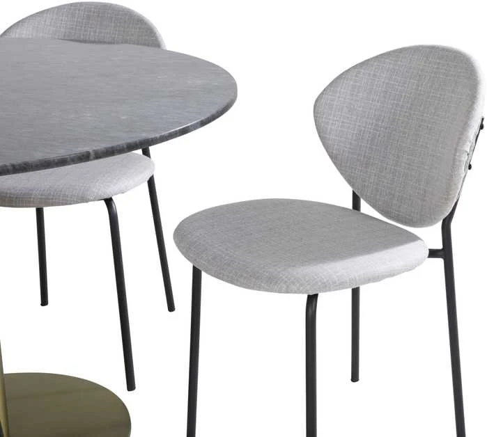 Venture Design Valgomojo stalas, Estelle, ø106x75 cm, Juodas / Valgomasis kėdė, Vault, 61.5x80x46 cm, Pilka
