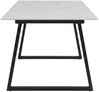 Venture Design Valgomojo stalas Estelle 200x90 cm, juodas/baltas marmuro imitacijos paviršius
