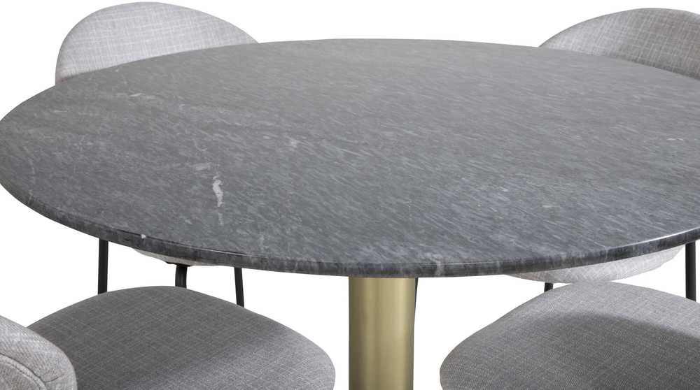 Venture Design Valgomojo stalas, Estelle, ø106x75 cm, Juodas / Valgomasis kėdė, Vault, 61.5x80x46 cm, Pilka