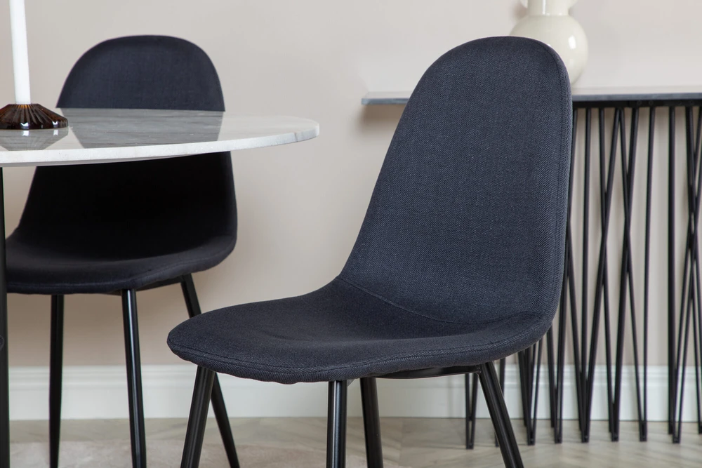 Venture Design Valgomojo stalas, Estelle, 106 cm, Balta, Valgomasis kėdė, Polar, 53x87x44 cm, Juoda