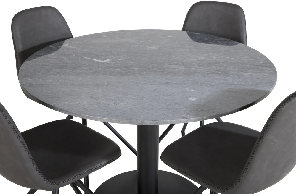 Venture Design Valgomojo stalas, Estelle, ø106 A75 cm, Juodas / Valgomasis kėdė, Polar su sukimo funkcija, 54x88x44 cm, Juoda
