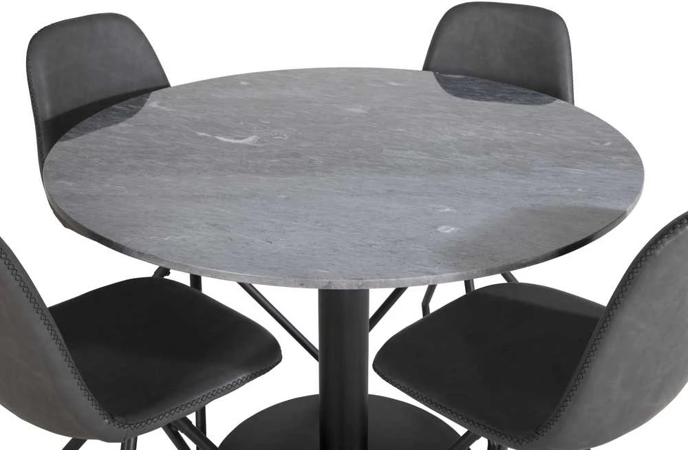 Venture Design Valgomojo stalas, Estelle, ø106 A75 cm, Juodas / Valgomasis kėdė, Polar su sukimo funkcija, 54x88x44 cm, Juoda