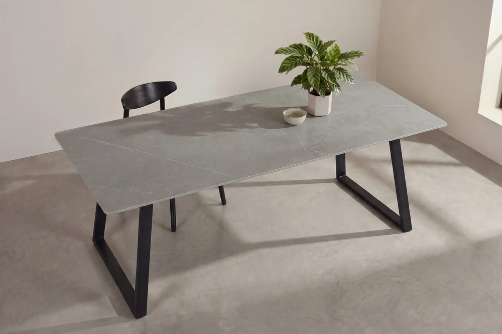 Venture Design Valgomojo stalas Estelle 200x90 cm, juodas/tamsiai pilkas