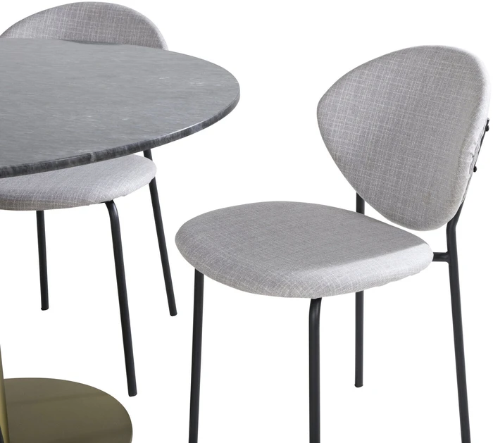 Venture Design Valgomojo stalas, Estelle, ø106x75 cm, Juodas / Valgomasis kėdė, Vault, 61.5x80x46 cm, Pilka