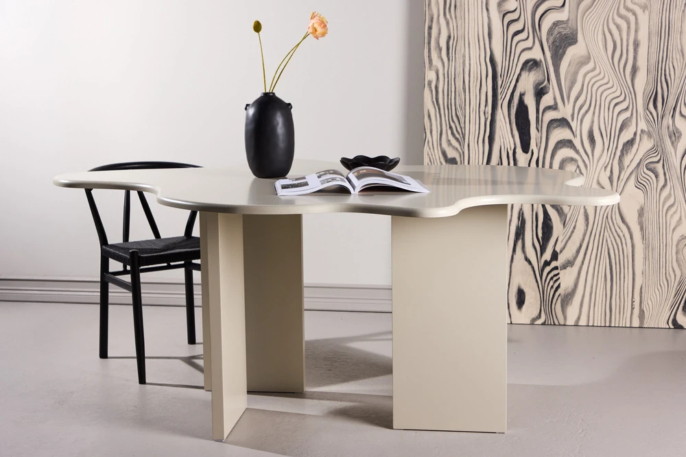 Venture Design Valgomojo stalas Flower 190x123x76 cm, smėlio spalvos MDF