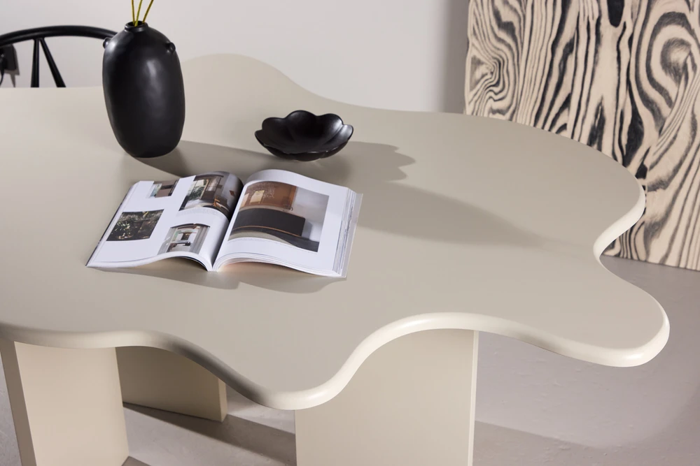 Venture Design Valgomojo stalas Flower 190x123x76 cm, smėlio spalvos MDF