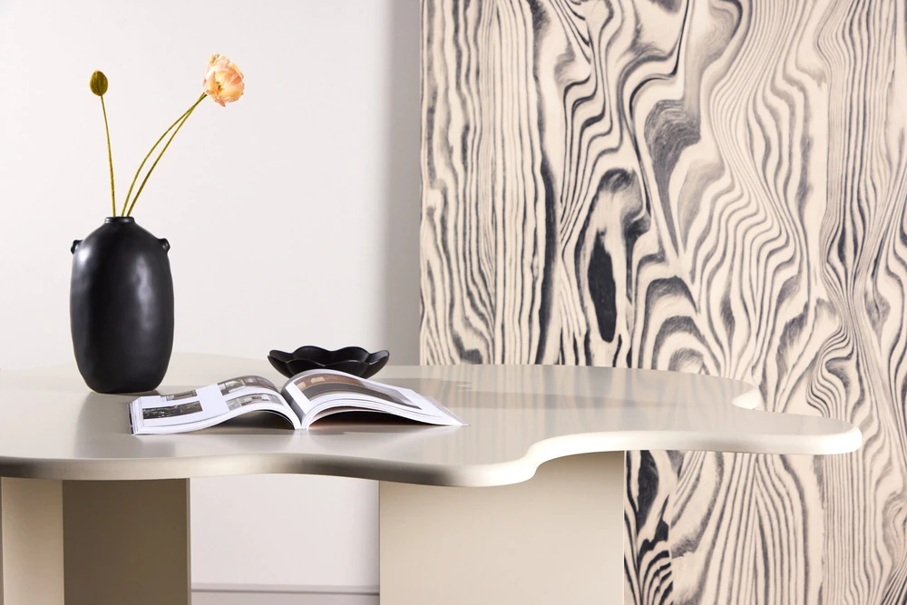 Venture Design Valgomojo stalas Flower 190x123x76 cm, smėlio spalvos MDF