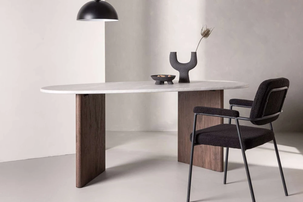 Venture Design Valgomojo stalas, Grönvik, 180x90 cm, Šviesiai pilkas