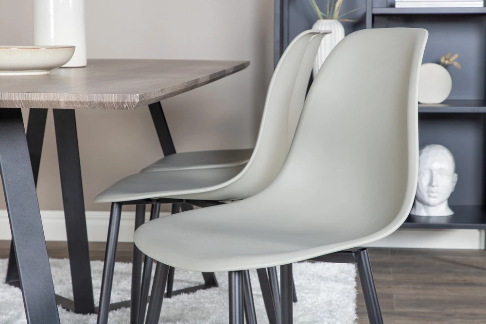 Venture Design Valgomojo stalas ir kėdės komplektas, Marina ir Polar, 180x90 cm ir 81x45.5 cm, Pilka ir Juoda